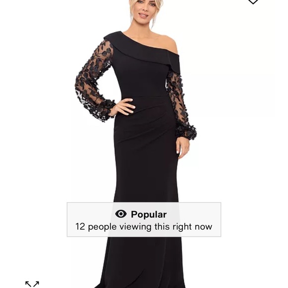 Elegant Black One-Shoulder Evening Dress - Picture 1 of 4